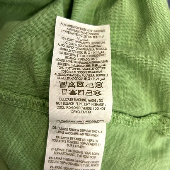 Boden Light Lime Green V-Neck Eyelet Lace Short Cap Sleeve T-Shirt Size S - Picture 10 of 15